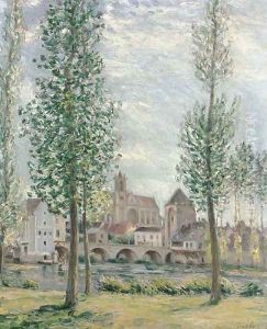 View of Moret-sur-Loing through the Trees by Alfred Sisley