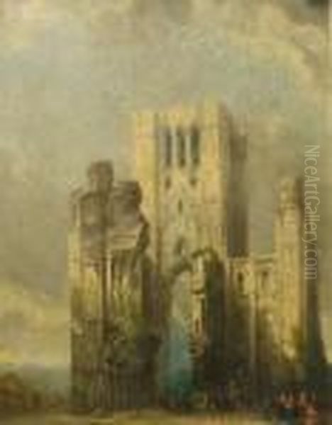 Figures By A Ruined Cathedral - view 1