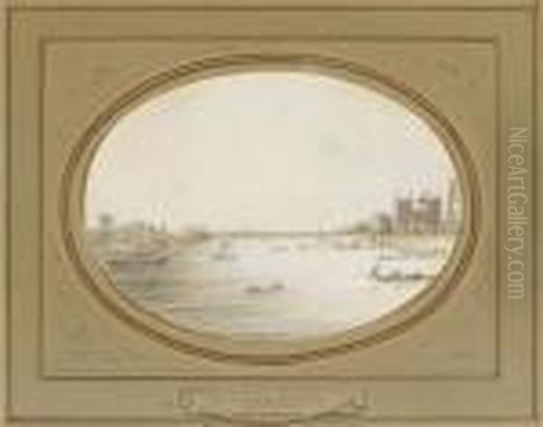 View Of Lambeth Church And The Thamesin London. - view 1