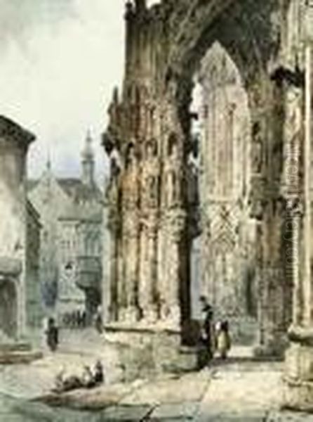 Figures On The Steps Of Ratisbon Cathedral - view 1