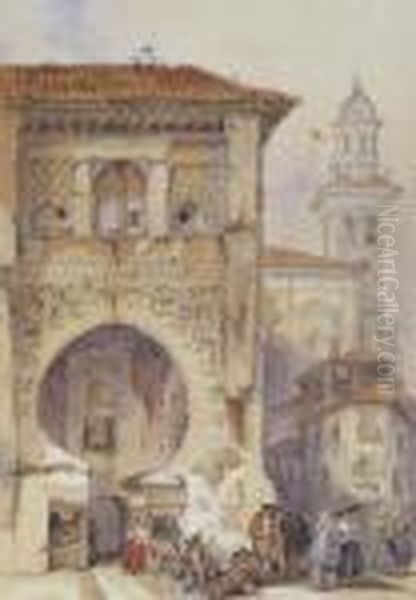 A Town Scene By A Doorway In Granada - view 1