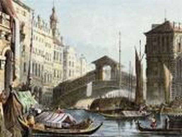 The Rialto Bridge, Venice by Samuel Prout