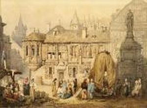 A View Of La Place De La Pucelle, Rouen by Samuel Prout