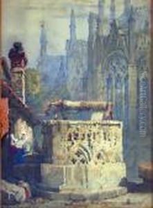 An Ancient Well Near A Cathedral