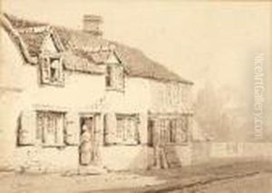 A Row Of Cottages by Samuel Prout