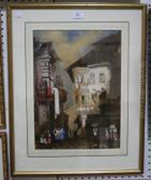 View Of Figures In A Continental Street - view 1