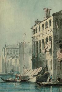 Gondalas Before A Palazzo On The Grand Canal, Venice by Samuel Prout