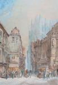 French Cathedral City Possibly Rheims Or Amiens by Samuel Prout