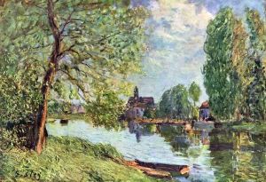 River landscape Moret-sur-Loing by Alfred Sisley