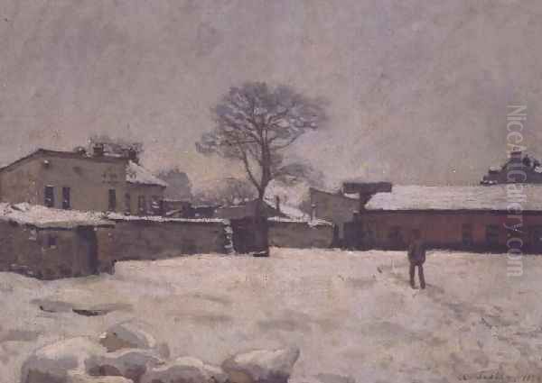 Under Snow: the farmyard at Marly-le-Roi, 1876 - view 1