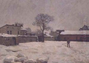 Under Snow: the farmyard at Marly-le-Roi, 1876 by Alfred Sisley