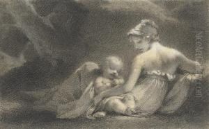 L'innocence: A Woman And A Sleeping Cupid by Pierre-Paul Prud'hon