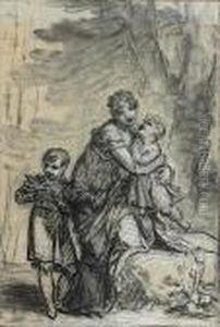 La Reine Hortense Et Ses Deux Enfants Dans Un Parc by Pierre-Paul Prud'hon