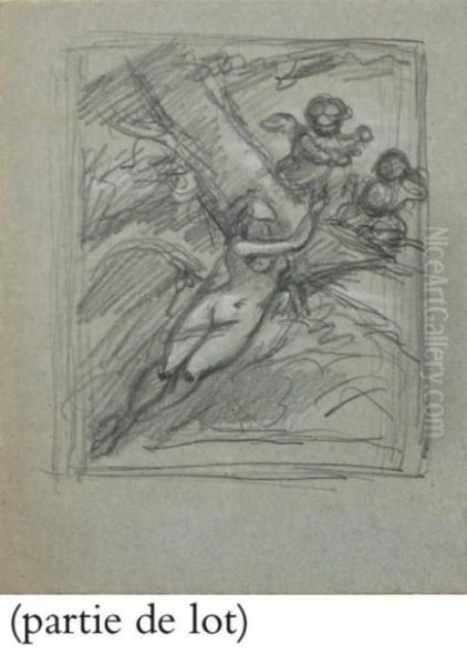 Femme Nue Entouree De Putti Ailes - view 1