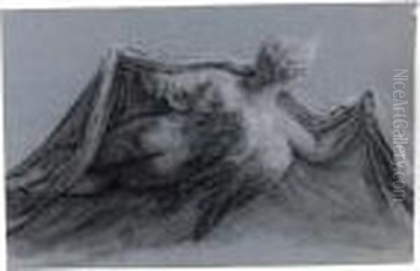 Study Of A Winged Allegorical Figure Holding Drapery - view 1