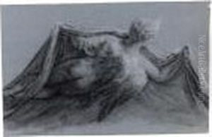 Study Of A Winged Allegorical Figure Holding Drapery by Pierre-Paul Prud'hon