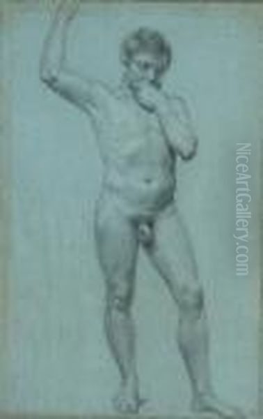A Male Nude, His Right Hand Raised - view 1