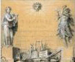 Carte D'invitation Figurant Une Allegorie De La Musique