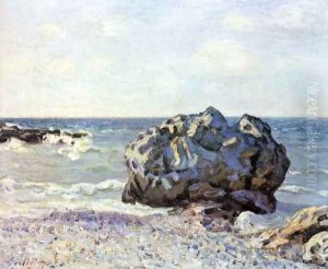 Bay of long country with rock by Alfred Sisley