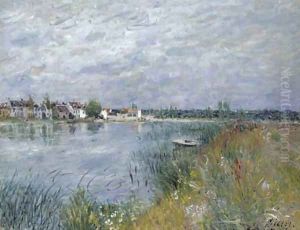 La berge à Saint-Mammes by Alfred Sisley