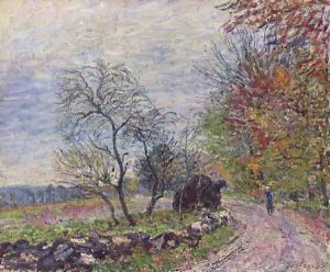 Le long du bois en automne by Alfred Sisley