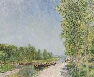 Sur le bord du canal du Loing by Alfred Sisley