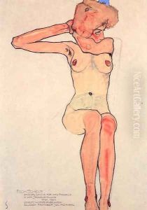 Nude woman hair-dressing
