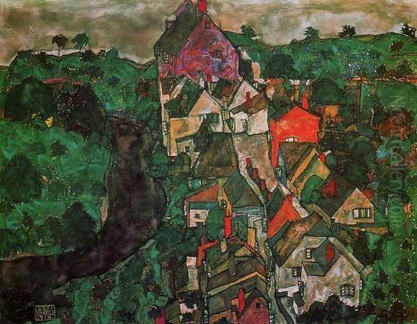 Krumau Landscape Aka Town And River - view 1