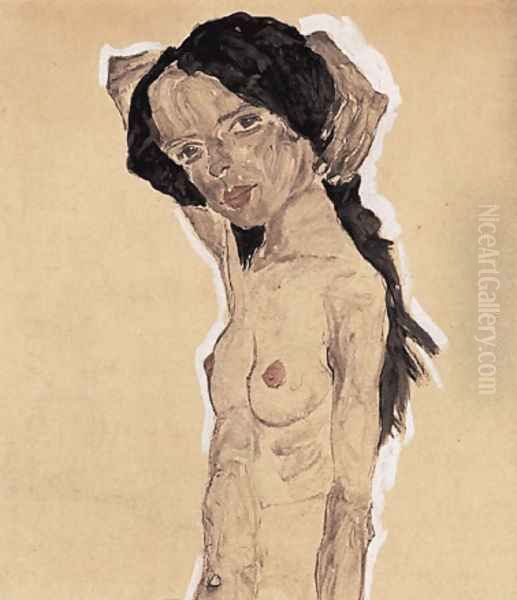 Standing nude young girl by Egon Schiele