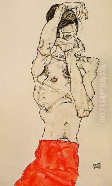 Standing Male Nude With A Red Loincloth - view 1