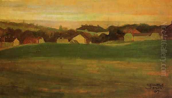 Meadow With Village In Background II - view 1