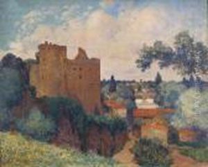 Le Chateau De Clisson Huile Sur Toile Signee En Bas A Gauche by Ferdinand Loyen Du Puigaudeau