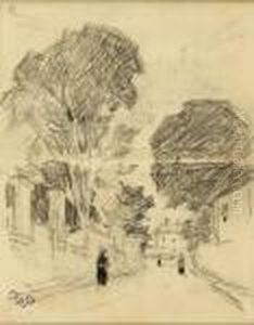 La Rue Animee Dessin Au Fusain