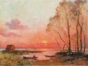 Soleil Couchant Sur La Briere by Ferdinand Loyen Du Puigaudeau