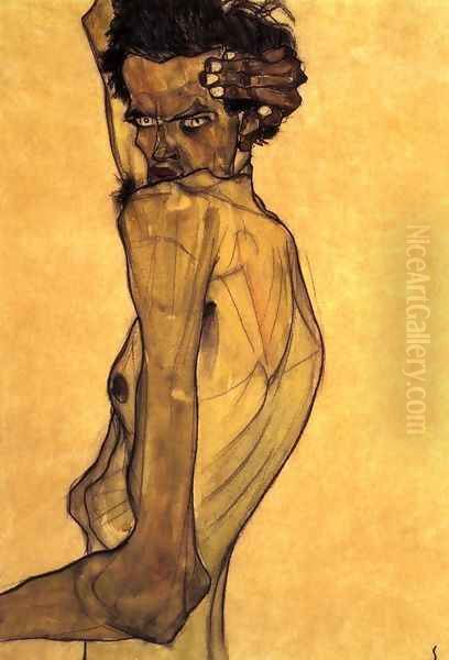 Self Portrait With Arm Twisting Above Head - view 1