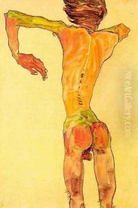 Self Portrait from the back by Egon Schiele
