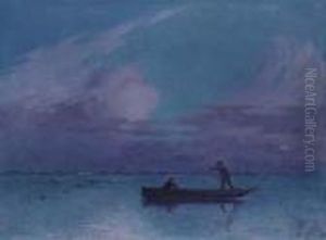 Promenade En Barque De Nuit A Briere by Ferdinand Loyen Du Puigaudeau