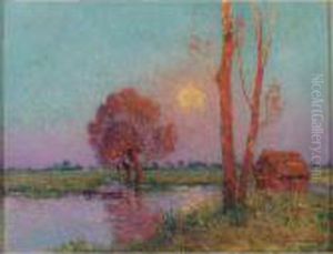 Coucher De Soleil En Briere by Ferdinand Loyen Du Puigaudeau