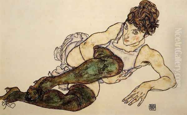 Reclining Woman With Green Stockings Aka Adele Harms - view 1