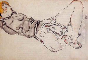 Reclining Woman With Blond Hair2 by Egon Schiele
