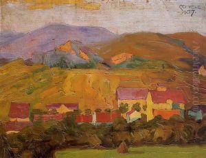 Village With Mountains by Egon Schiele