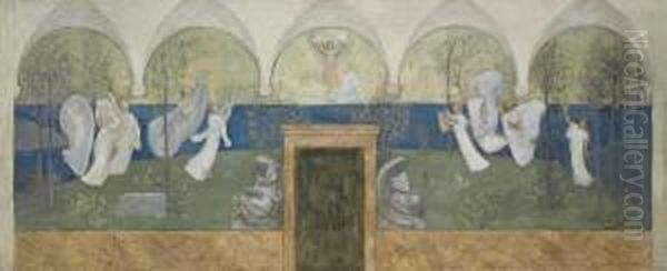 A Preparatory Painting For Les 
Muses Inspiratrices Acclament Le Genie, Messager De Lumiere In The 
Boston Public Library - view 1
