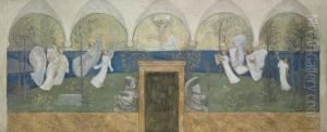 A Preparatory Painting For Les
Muses Inspiratrices Acclament Le Genie, Messager De Lumiere In The
Boston Public Library by Pierre-Cecile Puvis De Chavannes