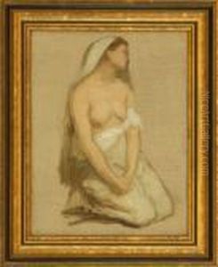Sketch Of A Kneeling Woman. Unsigned.