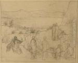 Old Testament Scene (moses And The Jews In Thewilderness) by Pierre-Cecile Puvis De Chavannes