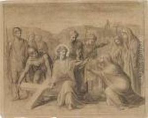Christ Met By Veronica On The Road To Calvary by Pierre-Cecile Puvis De Chavannes