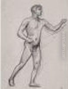 Academie D'homme Debout, Vu De Profil, Le Bras Tendu Vers L'avant by Pierre-Cecile Puvis De Chavannes