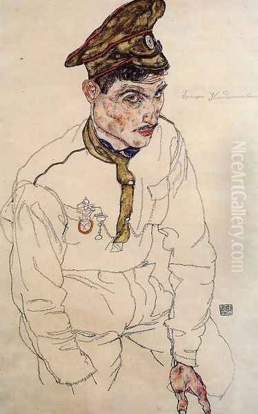 Russian Prisoner Of War Aka Grigori Kladjishuli by Egon Schiele
