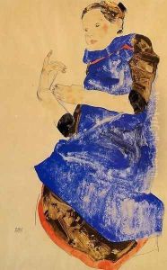 Girl In A Blue Apron by Egon Schiele