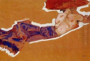 Reclining Semi Nude With Red Hat by Egon Schiele